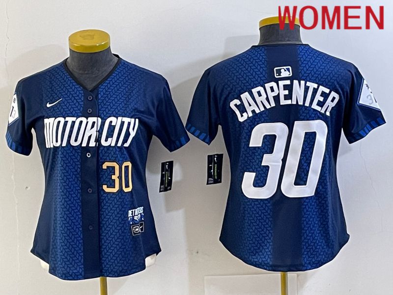 Women Detroit Tigers #30 Carpenter Blue City Edition Nike 2024 MLB Jersey style 3